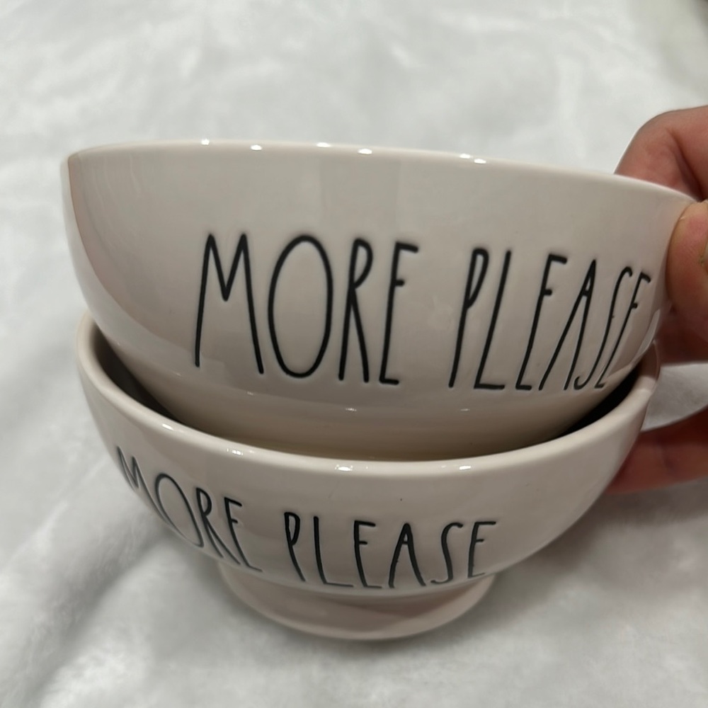 Rae Dunn Artisan Collection Cream Ceramic cereal 🥣 Bowls with Text ‘More Please’